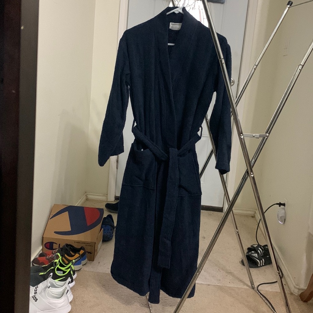 100% Cotton Terry Navy Bathrobe Unisex Size XS